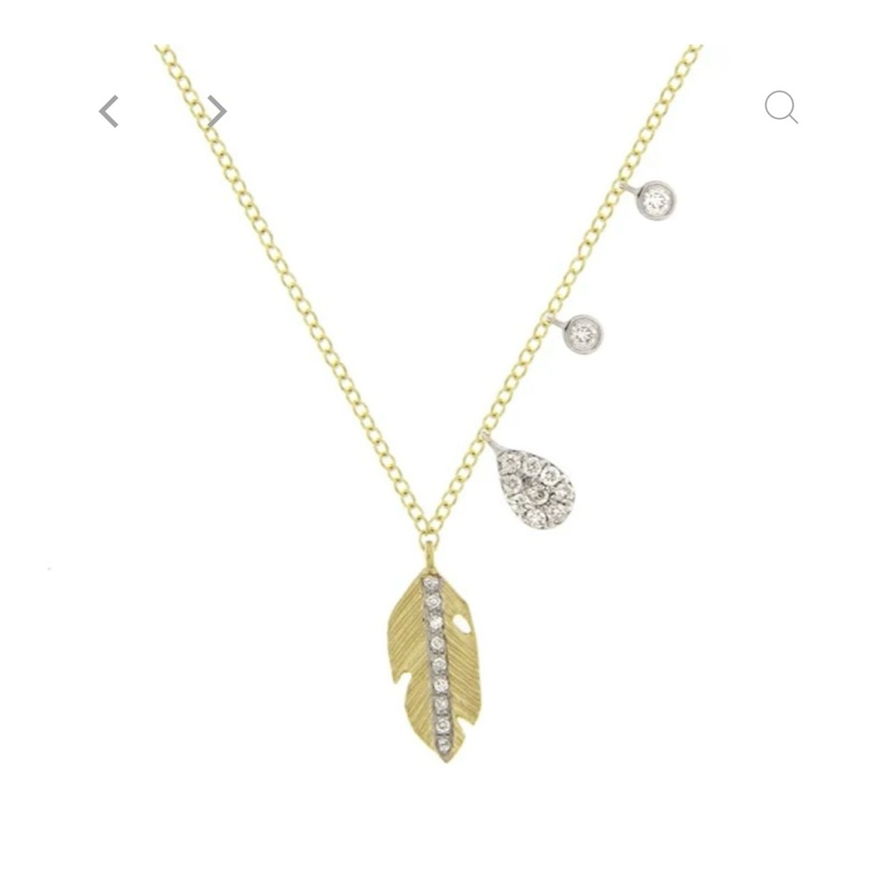 Miera T Gold Feather Pendant Necklace with Crystal Accents